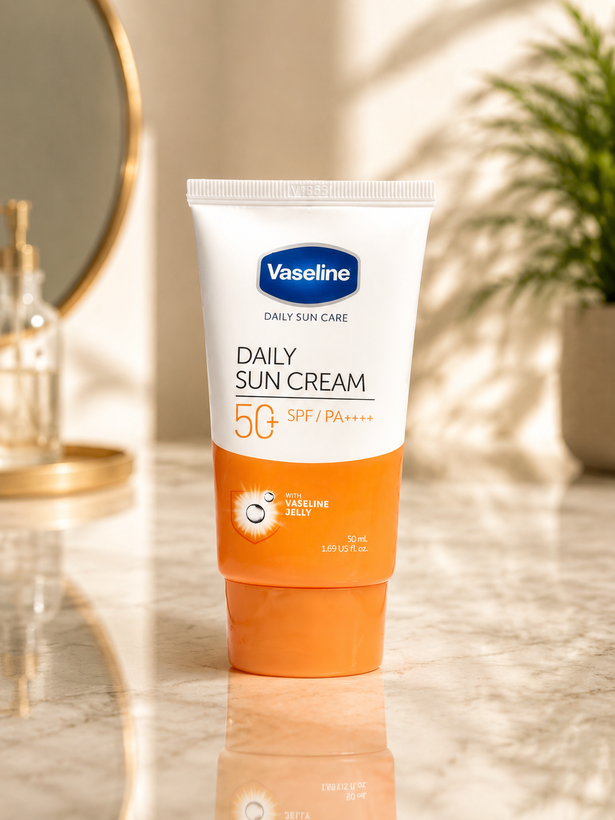ضدآفتاب بی رنگ وازلین مدل Daily Sun مناسب انواع پوست +Spf50 حجم 50 میل